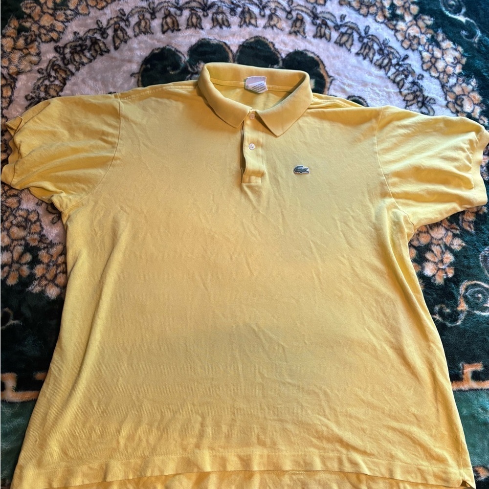 Vintage Lacoste Men's Yellow Polo Shirt